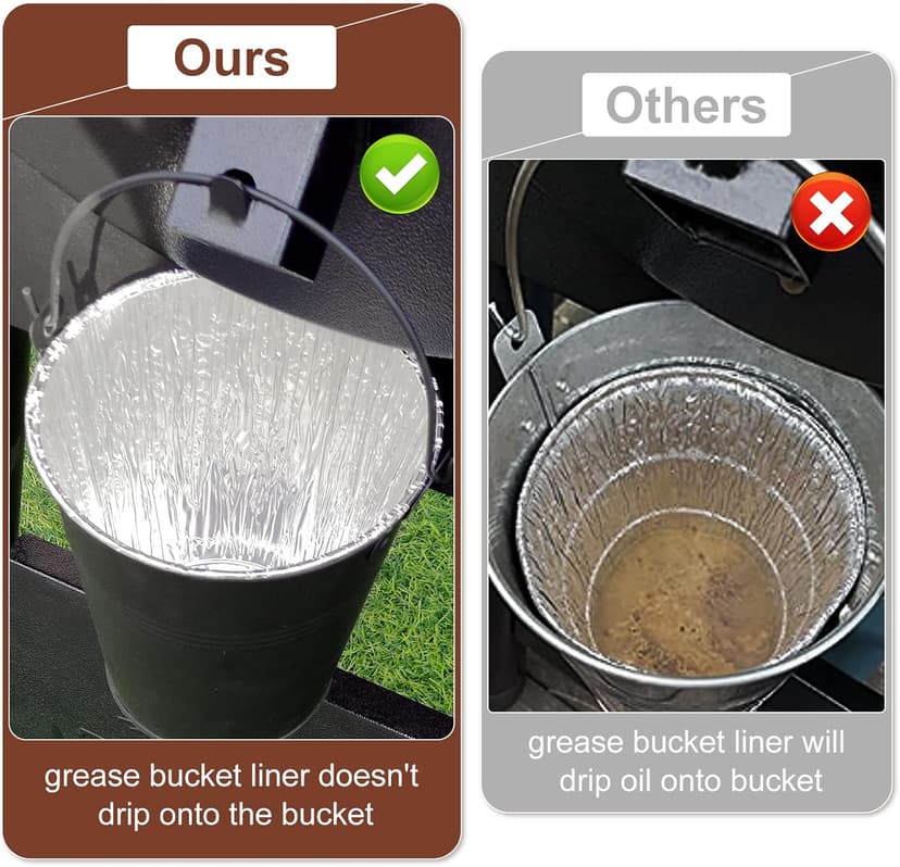 Drip Bucket and 15-Pack Disposable Foil Liners for Oklahoma Joe's, Traeger, Pit-Boss, Z Grill, Camp Chef, Grill Grease Liner Fits Most Offset Smoker, Rec Tec Pellet Grill Bucket, Black