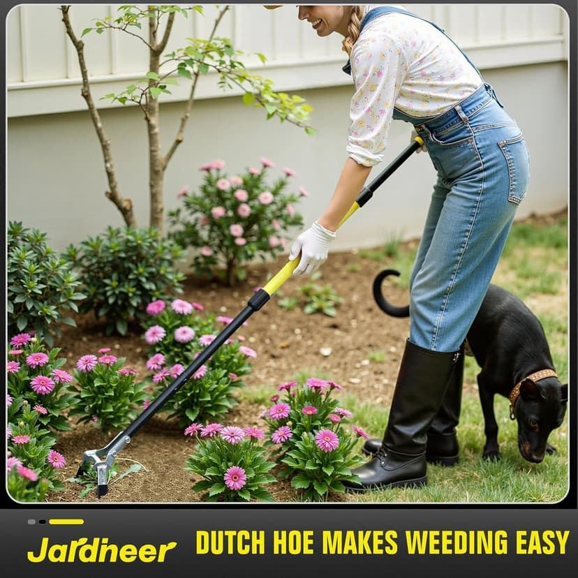 Jardineer Hula Hoe Garden Tool -4in1 Weed Puller, Cultivator, Stirrup Hoe with Ergonomic Handle, Heavy Duty Stainless Steel Head for Effortless Weeding, Digging, and Soil Aeration (64 inches)