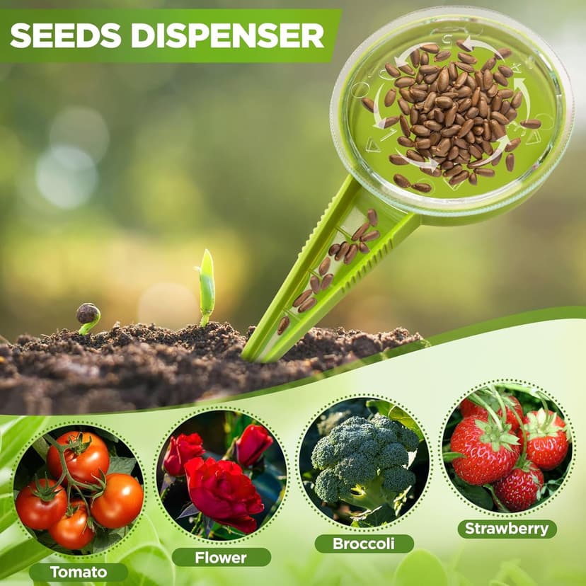 Plant Flower Seed Dispenser Adjustable Plastic Bulb Planting Tools Garden Dibber Seed Dispenser Hand for Flowers Vegetables