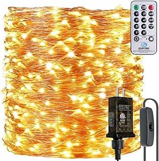 165Ft Ultra Long 500 LEDs String Lights Plug in, with Switch/Timer, Waterproof Dimmable Copper String Lights for Home/Holiday Decor, 8 Modes Fairy Lights with Remote, Warm White UL Listed