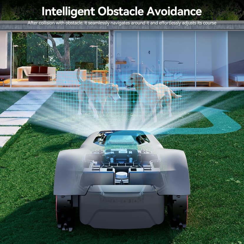 MGC1000 Robot Lawn Mower with 590ft Boundary Wire for 0.25 Acre (1/4 Acre), 45% Climbing Automatic Robotic Lawn Mower, Auto Mapping & Recharge, Precise Location & Breakpoint Detection, IPX6 Waterproof