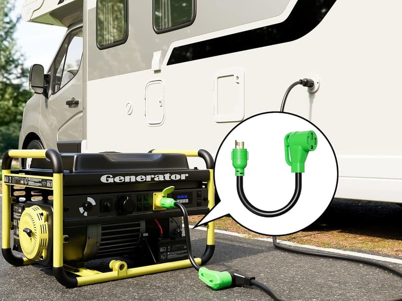 oviitech NEMA L5-30P to NEMA 14-50R RV Generator Adapter Power Cord, 250V, SJTW 10AWG*3C,30Amp Male to 50Amp Female Generator Conversion Adapter, Outdoor RV Camping, 1.5Ft, Green