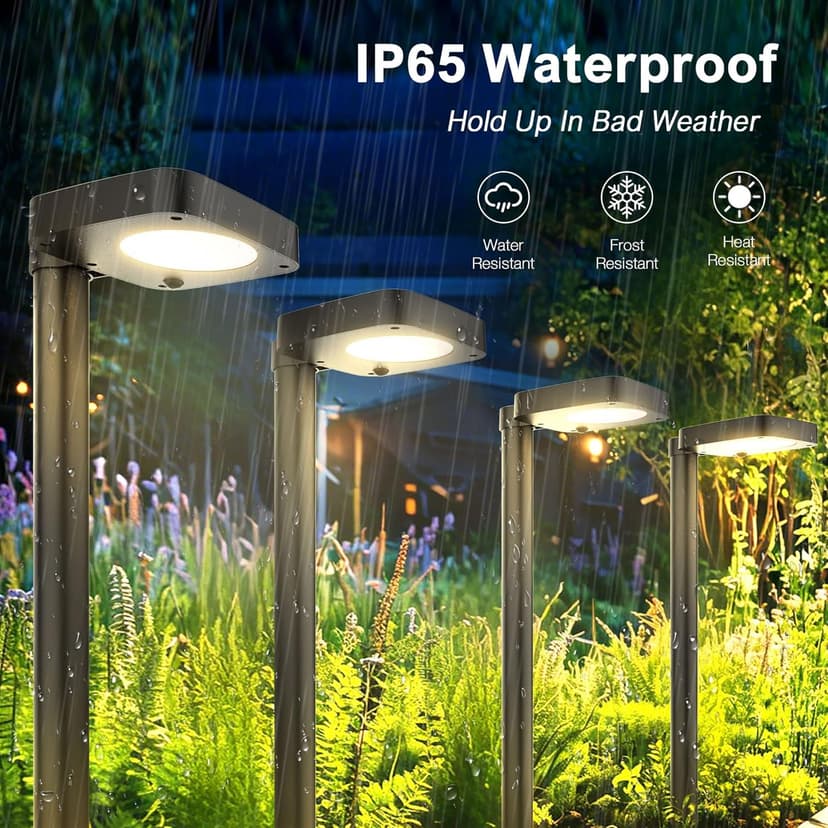 4 Pack Solar Pathway Lights with 2-in-1 Warm White and Cool White Light Modes, Solar Lights for Outdoor Garden Yard Landscape Path Walkway Sidewalk