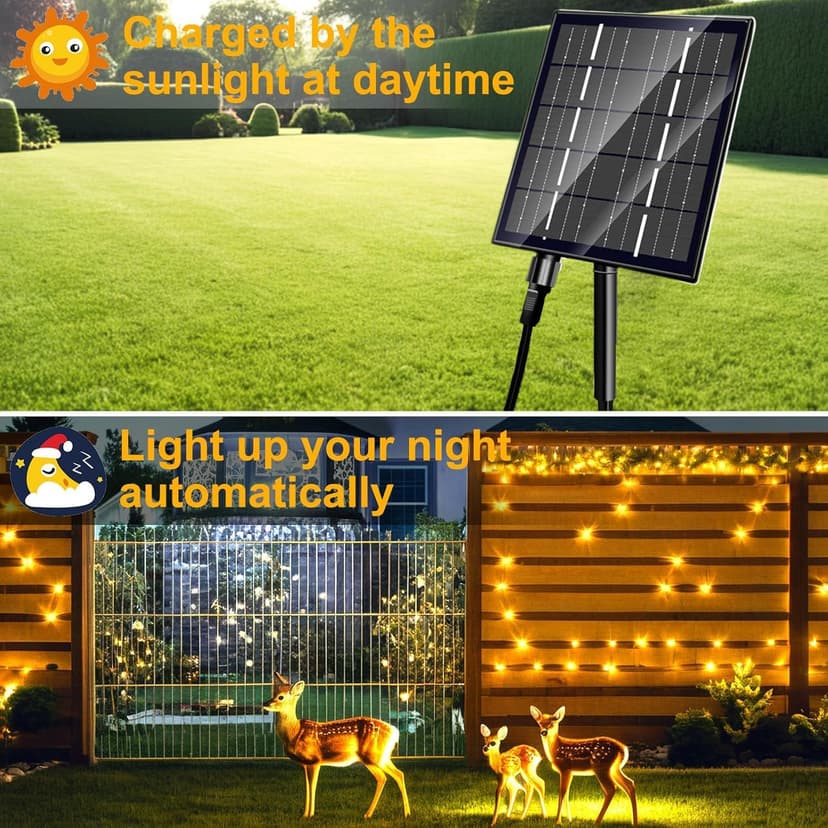 Solar Christmas Lights Outdoor, Upgraded 212FT 640LED with Remote,19 Modes Waterproof Solar String Lights for Outside Garden Home Christmas Decorations (Warm White)