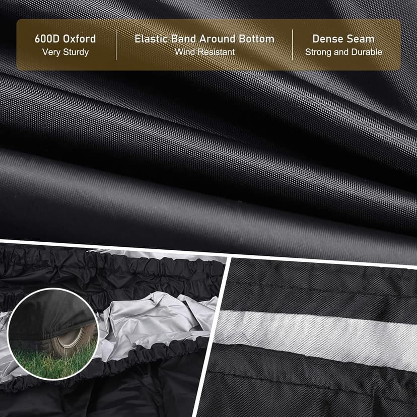 Riding Lawn Mower Cover, Heavy Duty Waterproof Polyester 600D Oxford Tractor Cover UV & Dust & Water Resistant, Universal Fit Decks up to 54" with Elastic Cord & Storage Bag (Black)
