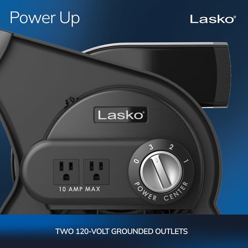 Lasko 12” Utility Fan for Job Site or Home Use, 289 CFM, Pivoting High Velocity Blower Fans, 3 Speeds, 2 Accessory Outlets 120V, Black, U12104