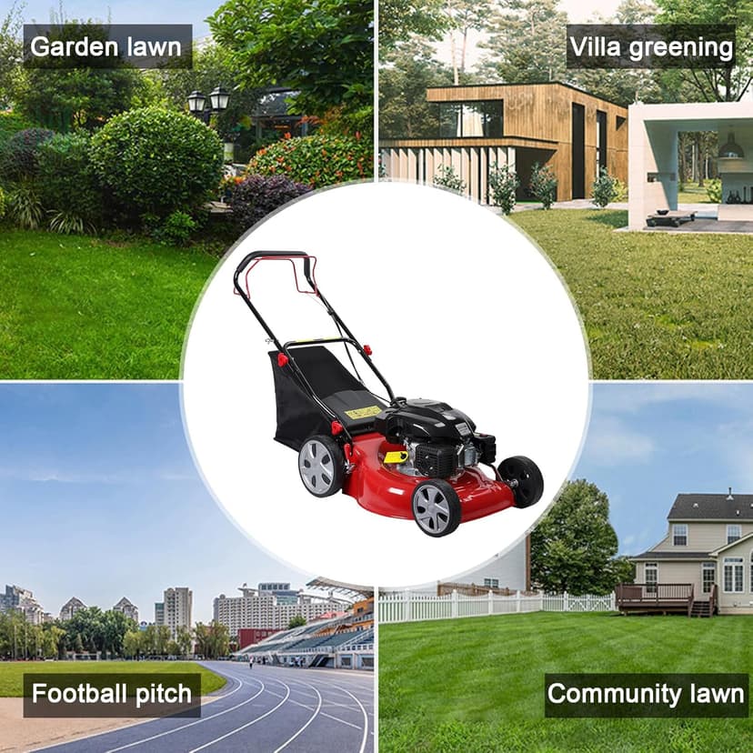 Self Propelled Gas Lawn Mower, 141cc Gas Engine Lawn Mower with 20 Inches Blade, Walk-Behind Lawn Mower, Cordless Lawn Mower Push Lawn Mower with 50L Grass Tank, Big Wheels, USA Fast Arrival