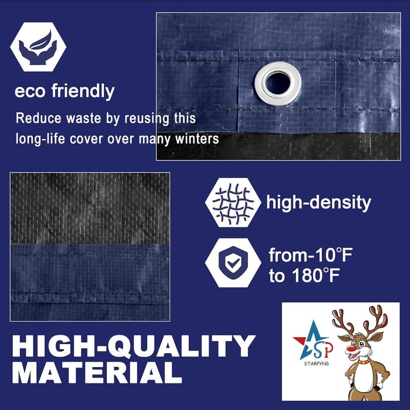 STARPYNG-Round Swimming Pool Cover, 5mil,Navy Blue and Black,Winter Underground Pool Cover,Easy Install, UV Protection,Water Proof Oval(Pool Size:19x28FT,Cover Size: 16x25FT)