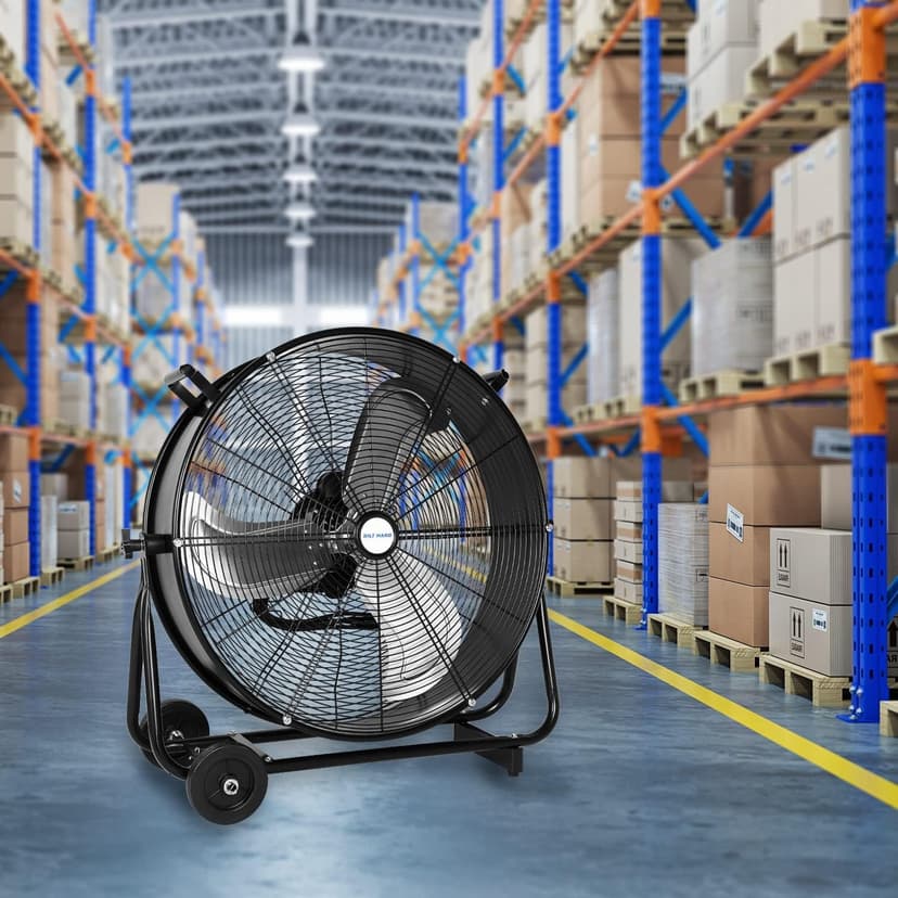 BILT HARD 24" 8100 CFM High Velocity Industrial Drum Fan, 3-Speed Heavy Duty Metal Shop Fan for Warehouse, Workshops, Garage, Factory and Basement - UL Listed