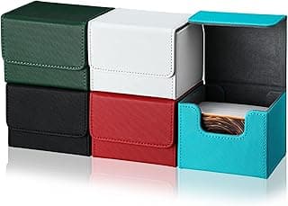 Weewooday 5 Pcs Leather Deck Card Boxes Large Size Deck Game Holder Storage Box Fit 100 Plus Sleeved Cards Compatible with MTG TCG, 5 Colors