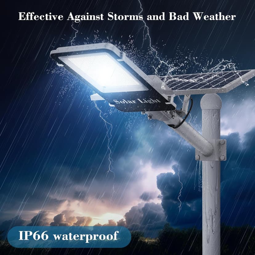 6000W Solar Street Lights Outdoor - 6500K Solar Lights Outdoor Waterproof Dusk to Dawn, High Brightness Street Lights Solar Powered with Remote Control for Yard, Parking lot and Garage