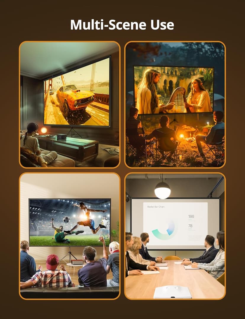 Projector Screen with Stand - 100" Indoor/Outdoor 16:9, 4K HD PVC Screen with 1.5 Gain, 2IN1 for Backyard Theater & Wall Hanging, Includes Carry Bag