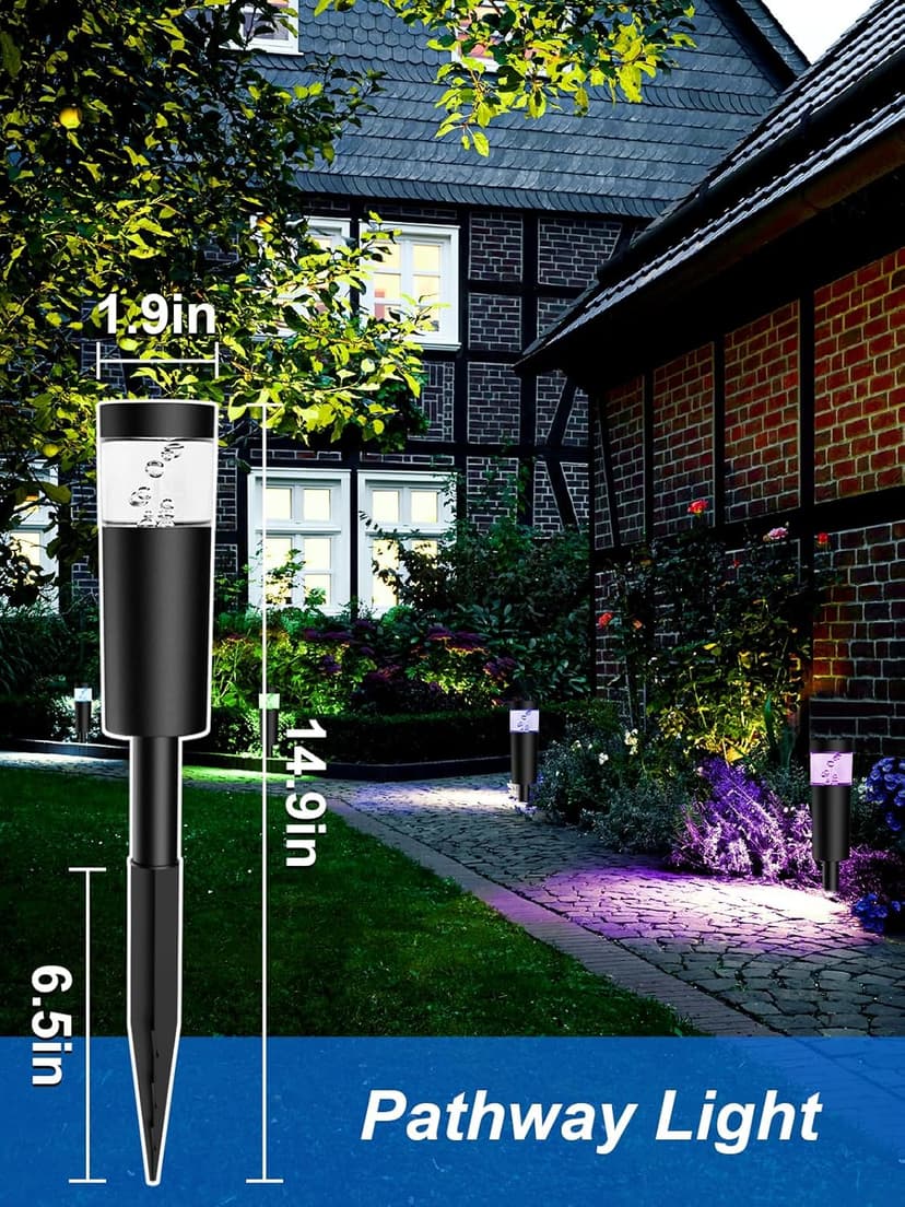 5W RGBW Low Voltage Landscape Pathway Lights with Connectors 12V Outdoor Color Changing Landscape Lighting LED Bollard Path Lights Wired Waterproof Walkway Light for Garden Yard (12 Pack)