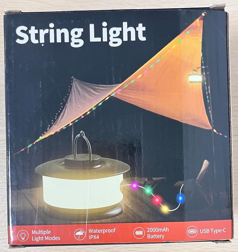 HOKONE Camping String Lights, 32.8FT 22 Lighting Modes Waterproof Rechargeable Quick Storage Portable Tent Lights Perfect for Spring Night Camping, Outdoor, Indoor, Party, Patio, Garden, Holiday Decor
