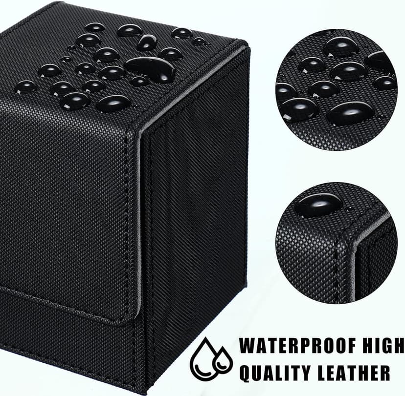 Weewooday 2 Boxes Leather Deck Card Boxes Large Size Fit 100 Plus Sleeved Cards Deck Game for Collectible Playing Compatible with Mtg Tcg(Vertical,White, Black)