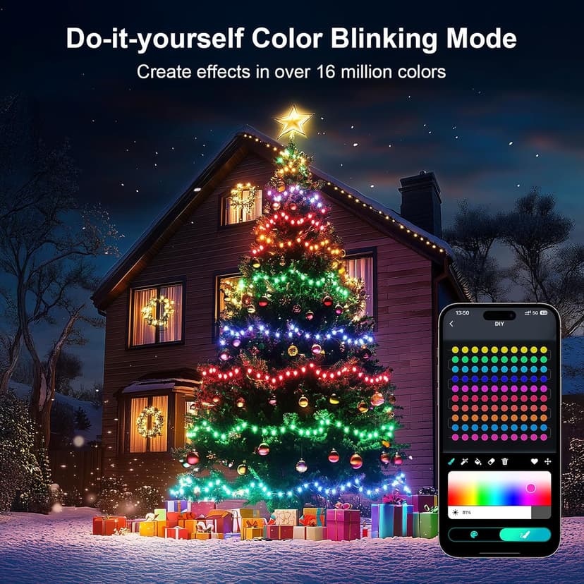 Color Changing Globe String Lights, 33ft Smart Fairy String Lights with APP Control, Mini Ball LED Twinkle Lights Hanging for Indoor Outdoor Bedroom Party Garden Camping Christmas Decoration