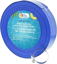 U.S. Pool Supply Pool Backwash Hose 1.5" x 100' - Heavy-Duty Pool Drain Hose, Filter Pump Water Drainage, Sump Pump Discharge, Inground Draining - Flexible Lay Flat, Clamp