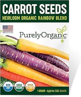 Organic Carrot Seeds (Rainbow Blend) - Approx 500 Seeds - USDA Organic, Non-GMO, Open Pollinated, Heirloom, USA Origin