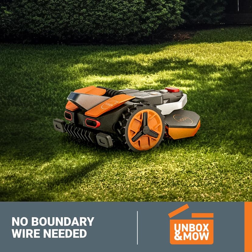WORX Landroid Vision Robotic Lawn Mower, Wire Free Robot Mower with Active Obstacle Avoidance, WiFi & Bluetooth Connection, APP Control, 1 Acre, WR235