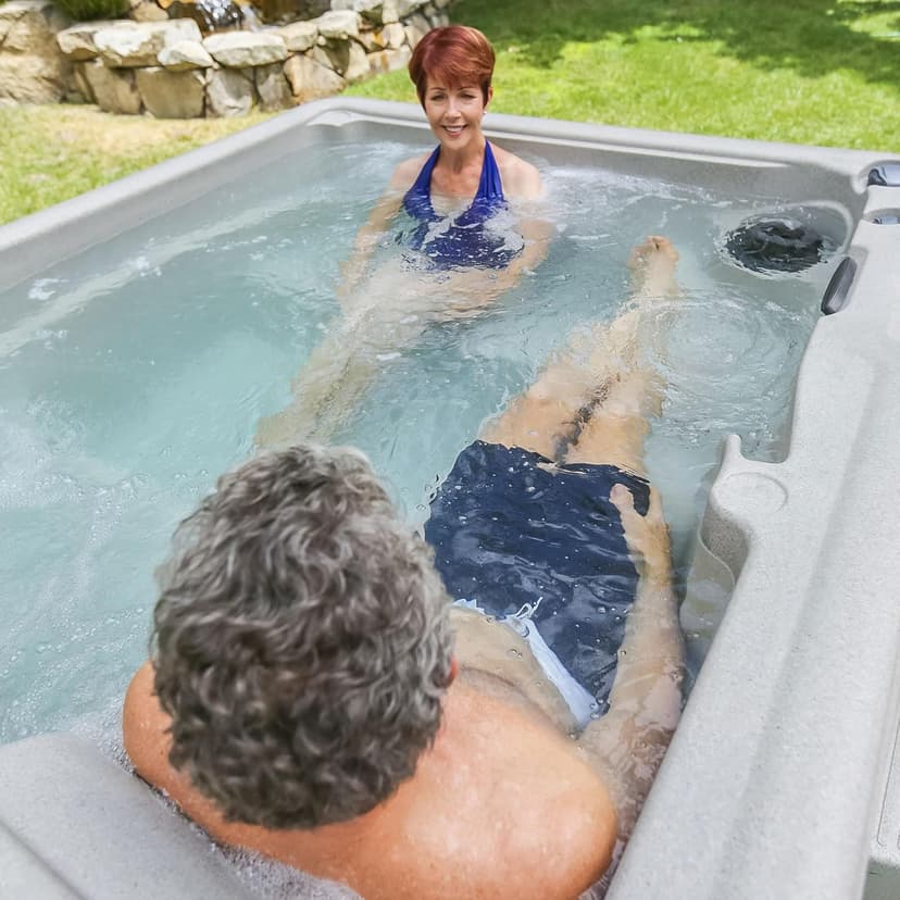 Lifesmart 5-Person Hot Tub, Portable Outdoor Spa w/LED, Waterfall, Cover & Ozonator, Sand