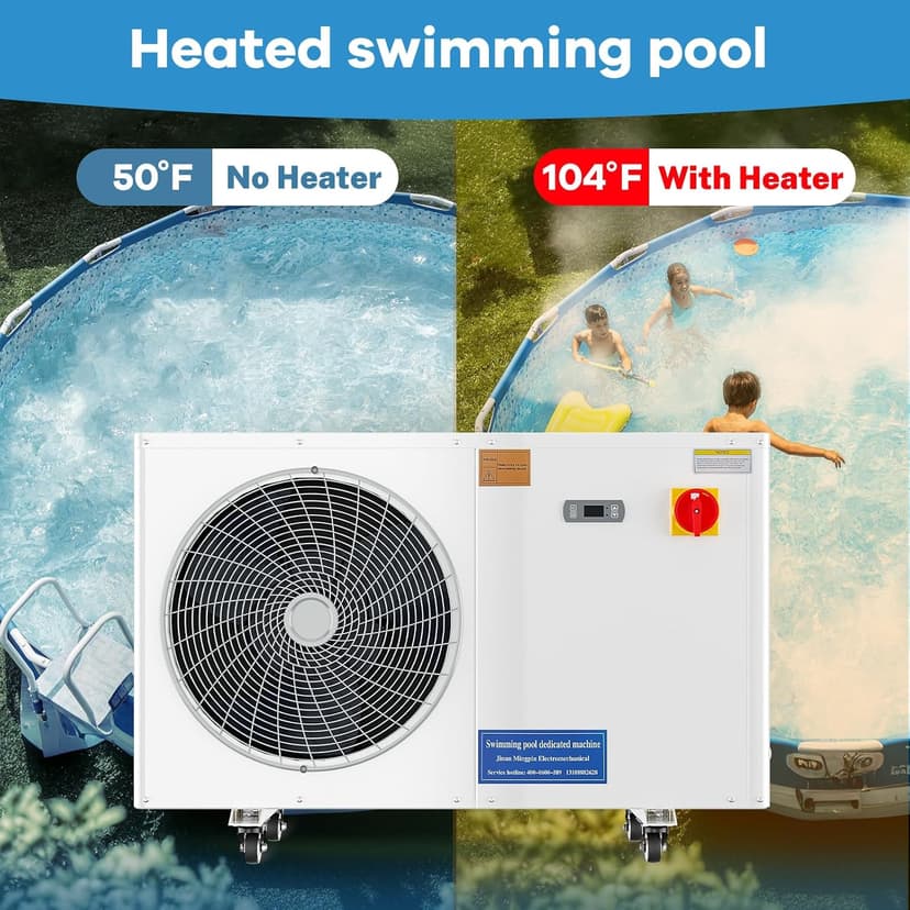 Aboron 30125BTU/hr Pool Heater for Above and In Ground Pools & Spas, Heat Pump for Pools up to 8000 Gal, 5.8 COP, Quiet Operation, Automatic Defrost Function, 210V-230V/60Hz