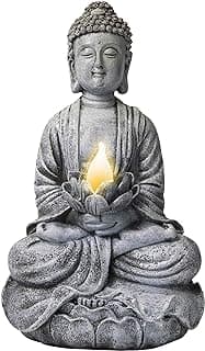 VP Home Buddha Statue for Home and Outdoor Decor, Solar Powered Flickering LED Garden Light, Zen Meditation, Spiritual Room Decor (Zen Buddha) for Moms