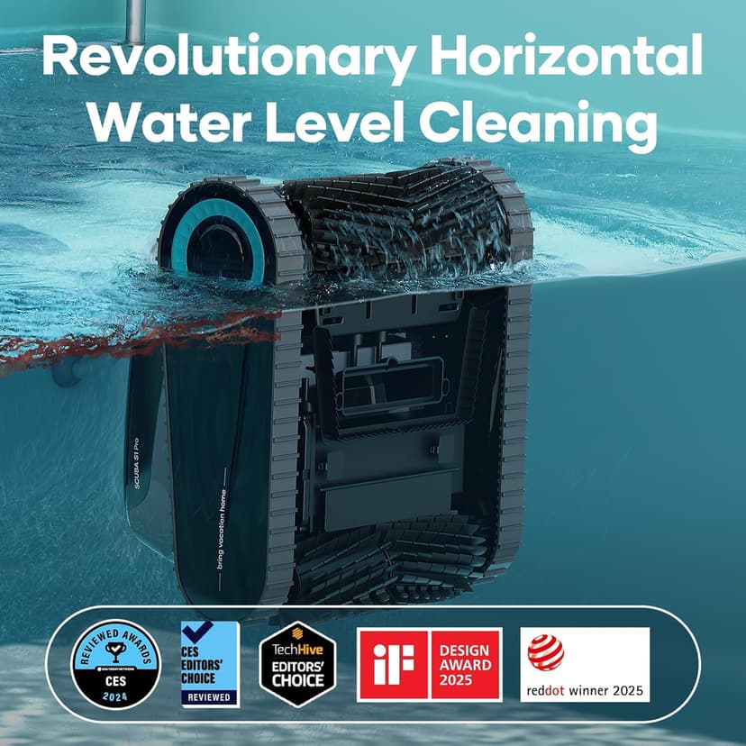 2025 Upgraded AIPER Scuba S1 Pro Cordless Robotic Pool Cleaner, Horizontal Waterline Cleaning, 360° Particle Filtration, 180-Min Battery Life, Ideal for In-Ground Pools up to 2,150 Sq.ft.