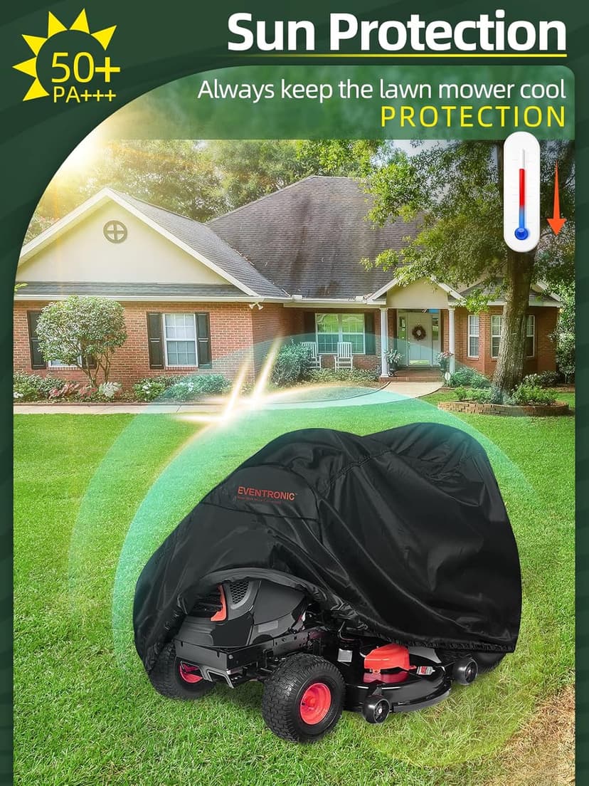 Riding Lawn Mower Cover, Eventronic 54“ Riding Lawn Tractor Cover Waterproof Heavy Duty Durable (420D-polyester oxford)