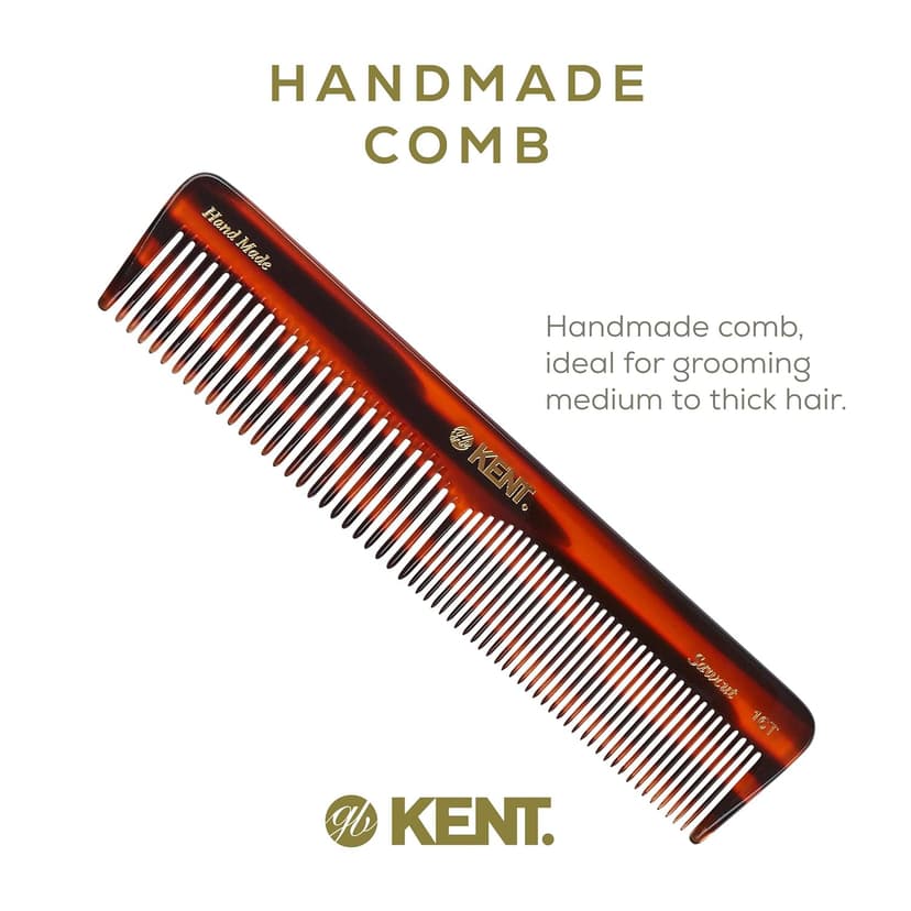KENT 16T Fine Tooth and Wide Tooth Comb for Daily Grooming, Handmade Styling Comb for All Hair Types, Styling and Detangling Combs for Men and Women