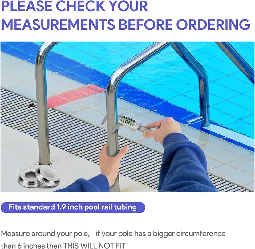 Universal Fit Pool Ladder Escutcheon Plates 4Pack,Blasoul Stainless Steel Cover Plate for 1.9" Inground Pool Handrail