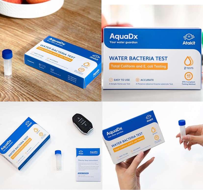 AquaDx 2 Pcs Water Bacteria Test Kit Total Coliform and E.coli Testing for Home Water Drinking Water Pool Pond Ground Well Water – Water Quality Test Kit Easy to Use