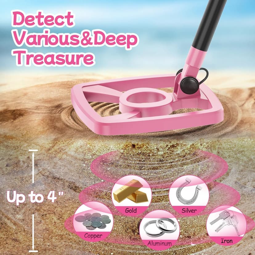 OMMO Metal Detector, Rechargeable Built-in Battery Kids Metal Detector with Funny LCD Display, Adjustable Metal Detectors for Kids with IP67 Waterproof 6.5” Search Coil for Exploring Outdoor