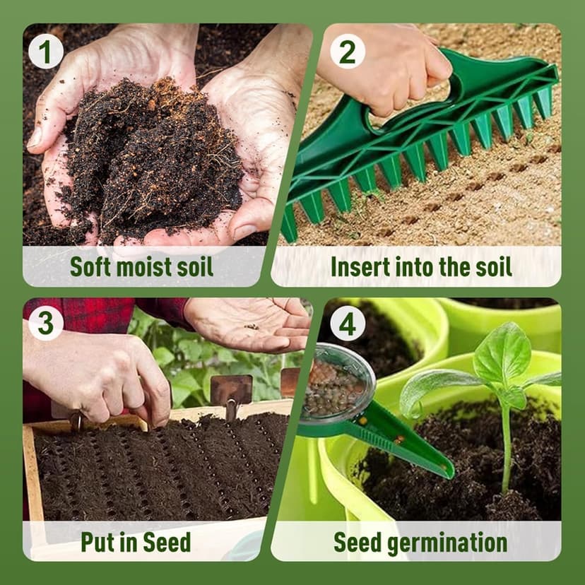 Seed Spreader, 2025 New Sowing Seeds Dispenser Set, Mini Seed Dispenser for Small Seeds, Handheld Seed Planter Tool Seed Dibber Multifunctional Seed Spacer Gardening Tools
