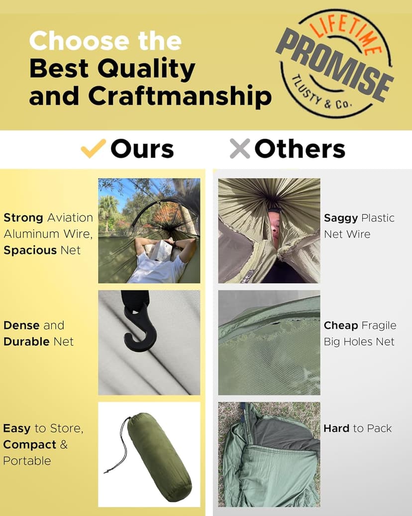 ADVOKAIR Camping Hammock with Mosquito Net Up to 500lbs, Ultralight and Portable Nylon Travel Hanging Hammock with Tree Straps, Perfect for Outside, Backpacking, Hiking and Backyard