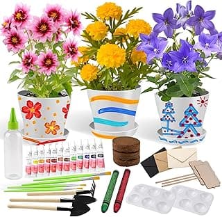 Paint & Plant Children’s Gardening Kit for Girls Boys Toys Garden Flower Gardening Gift for Kids Flower Pots Seeds Art Craft Grow Garden Planting Set for Kids Age 4 5 6 7 8 9 10 11 12 13 14 Years Old