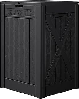 Devoko 48 Gallon Package Delivery Box Outdoor Secure Lockable, Waterproof Deck Box PP Material Storage Container for Porch, Deck (Black, 48 Gallon)