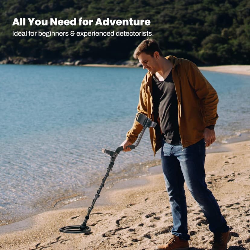 Fisher F44 Metal Detector with Weatherproof Design, Large LCD Display, and Sensitive Detection Features, Ideal for Both Beginners and Experienced Treasure Hunters Seeking Reliable Performance.