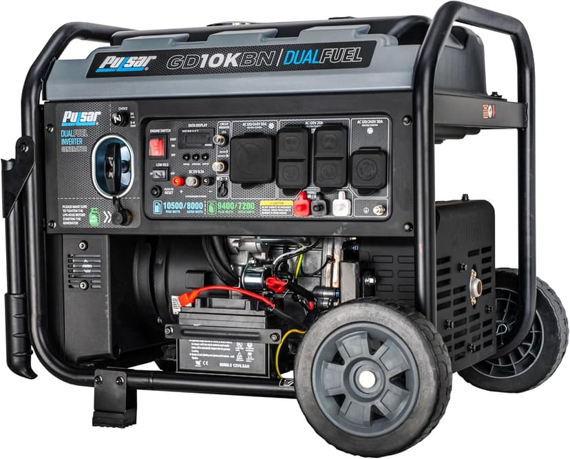 Pulsar 10500W Dual Fuel Portable Inverter Generator for Residential and Camping Use GD10KBN