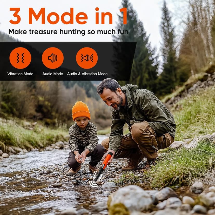 Metal Detector Pinpointer for Adults Kids, Handheld Metal Detector Wand for Precise Targeting, Fully Waterproof Underwater Detector with LCD Screen, 360° Detection, 3 Alert Modes, MD-880