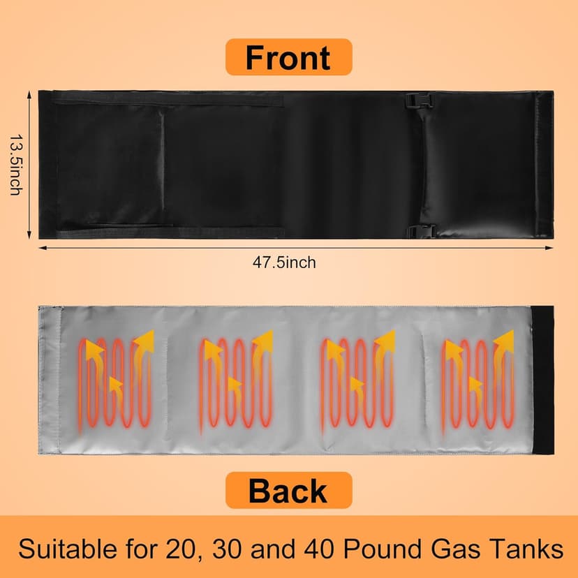 Propane Tank Heater Blanket - 47.5 x 13.5" Gas LP Cylinder Warmer With Temperature Control 85-105F for 20, 30, 40 LB Tanks