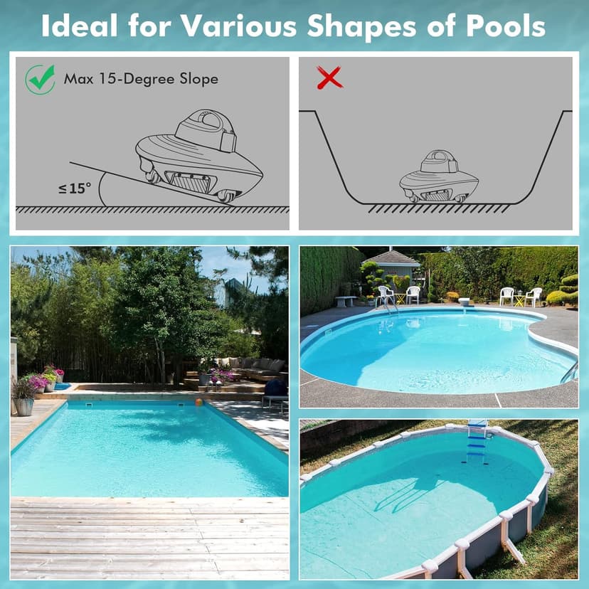 HYDRUS Robotic Cordless Pool Vacuum Cleaner with Brushless Motor,Powerful Pool Robot for Above Ground Pools, Up to 90 Mins Runtime, Self-Parking, Robot Vacuum for Summer Inground Flat Pool up to 50 Ft