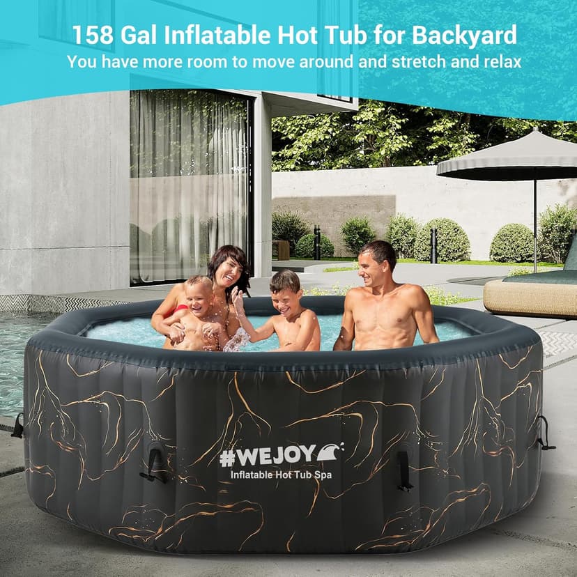 #WEJOY Portable Hot Tub61X61X25 Inch Air Jet Spa 2-4 Person Inflatable Octagon Outdoor Heated Hot Tub Spa with 120 Bubble Jets