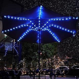 Patio Umbrella String Lights with 16 Color Changing and 12 Modes, Remote Control 104 Ultra Bright LED Beads Waterproof Battery and USB Operated with 8 Light Strings for Patio Umbrellas Camping Tents