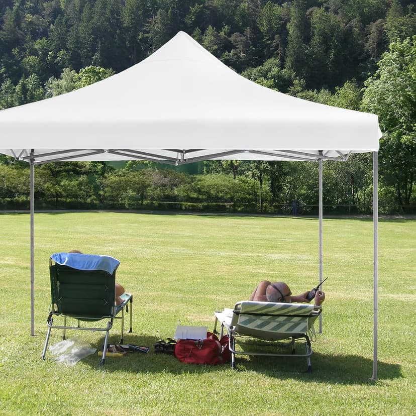 DUMOS Canopy Tents 10x10 Heavy Duty with Sand Bags, Pop Up Canopy for Vendor Market,Parties,Backyard with Carrying Bag, Waterproof Portable Tent Pop Up Shade 10FT WH