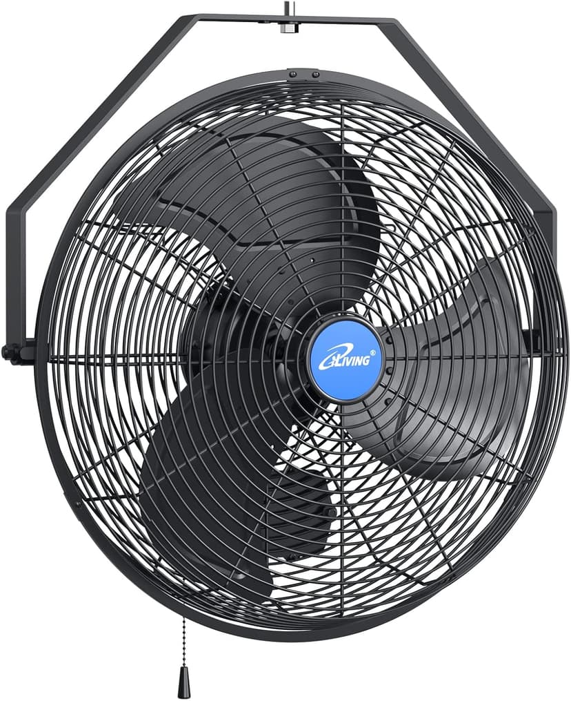 iLiving Wall Mounted Variable 14 Inches Speed Indoor/Outdoor Weatherproof Fan, Industrial grade for Patio, Greenhouse, Garage, Workshop, and Loading Dock, 2473 CFM, Black