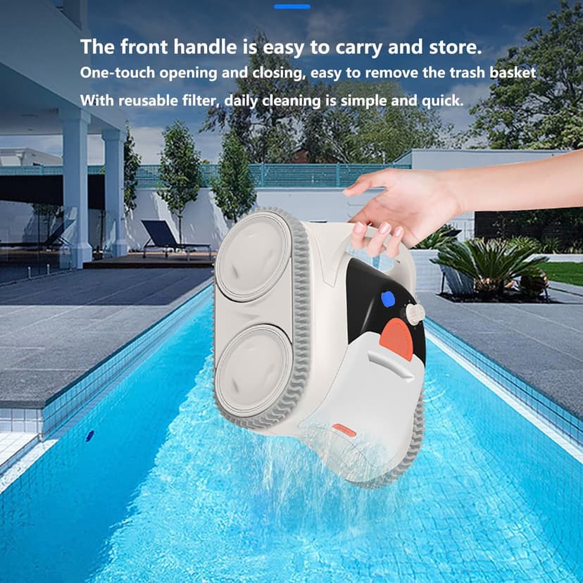 Wall and Waterline Cleaning Vacuum Pool Vacuum, Cordless Pool Robot or Inground Pools, 300+L/MIN Large Suction Last 150 Mins, up to3500 sq.ft, 0-90° Wall-Climbing