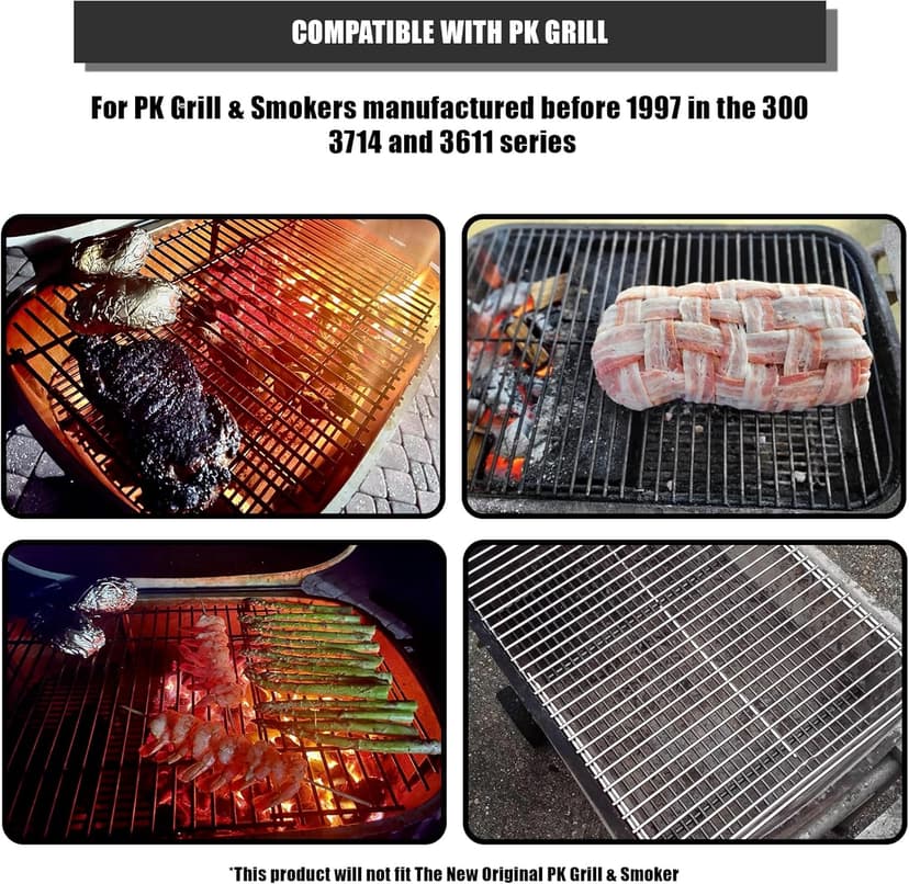 SafBbcue Charcoal Grate for PK99010 Grill Charcoal Grate for PK Grills 99010 Replacement Charcoal Grate for Series 300, 3714, 3611 PK Grill Smoker Durable Steel Charcoal Grate, 20” x 12 1/2”