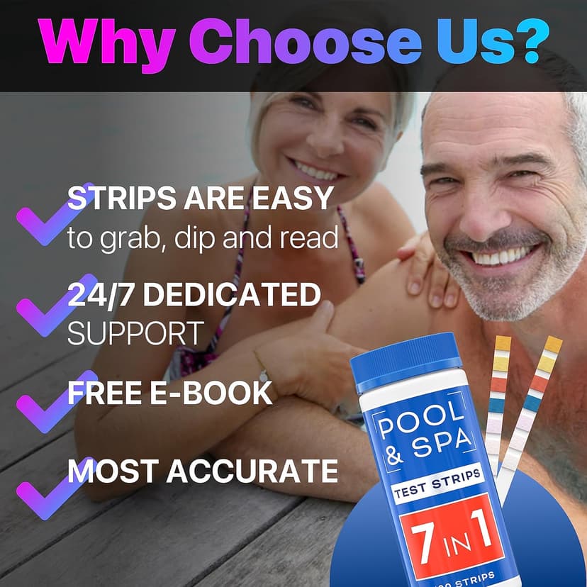 All-New 2024 Pool and Spa Test Strips 7 in 1 Quick SuperAccurate Swimming 150 Pool Test Kit - Hot Tub Test Strips & Pool Water Testing Strips for pH Chlorine Bromine Hardness Alkalinity Cyanuric Acid