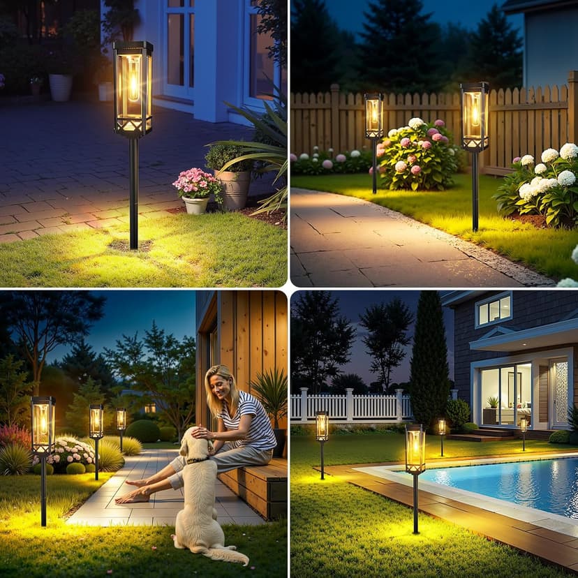 KOOPER Taller Solar Pathway Lights Outdoor, 8 Pack Upgraded Brighter Solar Garden Lights Solar Powered, Up to 15 Hours Outdoor Solar Lights for Yard Landscape Lighting Path Walkway Driveway Sidewalk