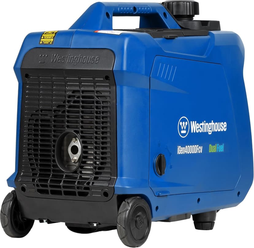 Westinghouse 4000 Peak Watt Super Quiet Dual Fuel Portable Inverter Generator, Wheel & Handle Kit, Gas & Propane Powered, RV Ready, CO Sensor, Parallel Capable